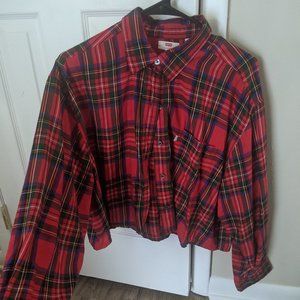 Women's LEVI red plaid crop top